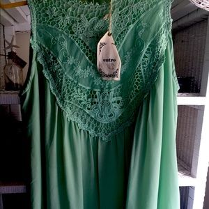 Large Green lace satin Shirt